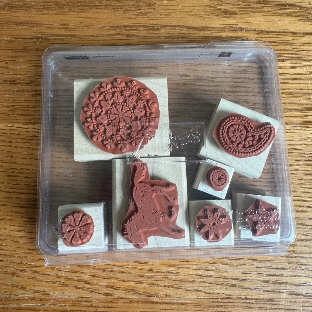 Stampin Up Wanted Wood Block Rubber Stamp Set 2007 Horse Paisley‎ Star 8 Piece